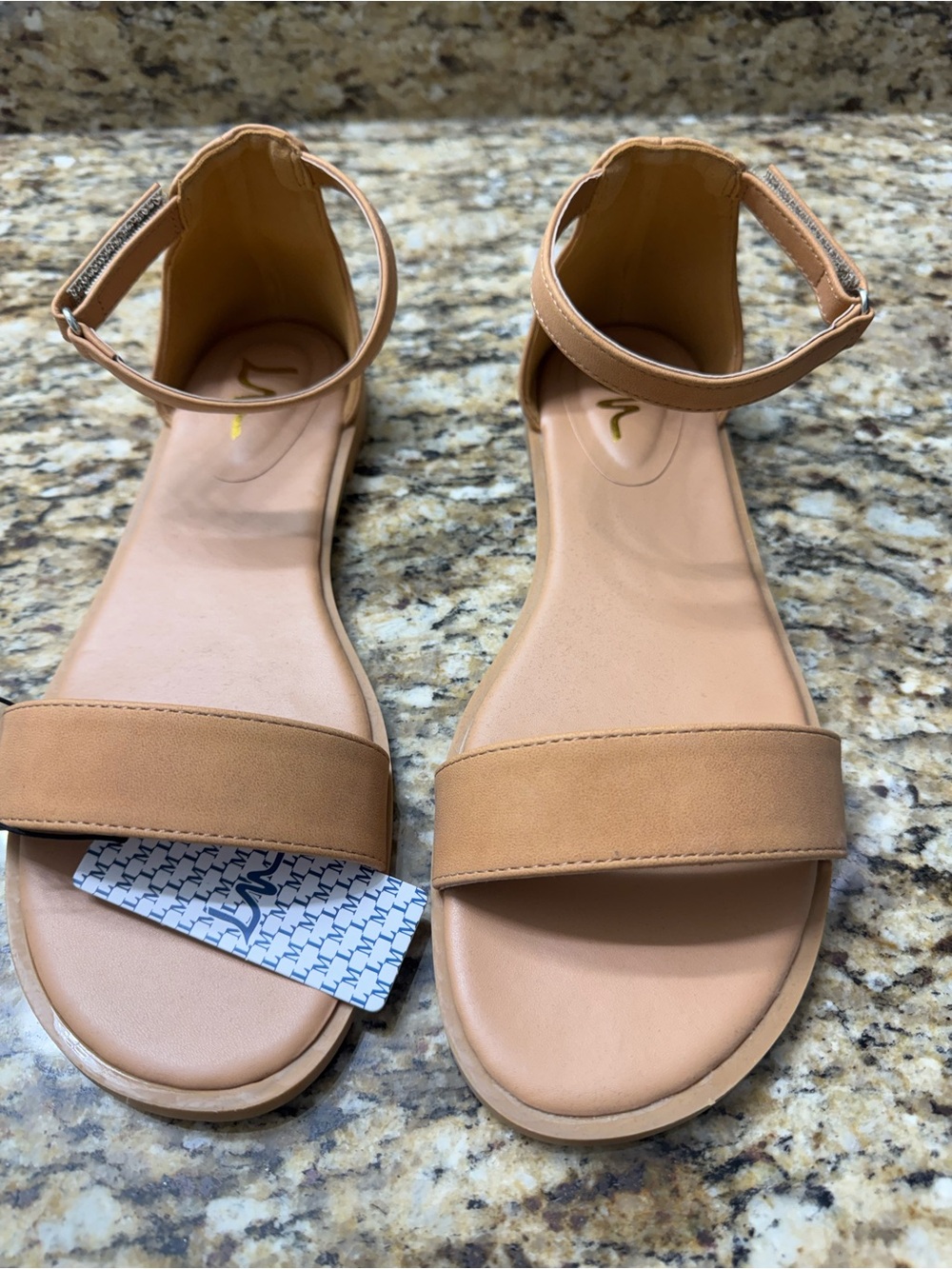 Women's Ankle-Strap Flat Sandals in Tan
